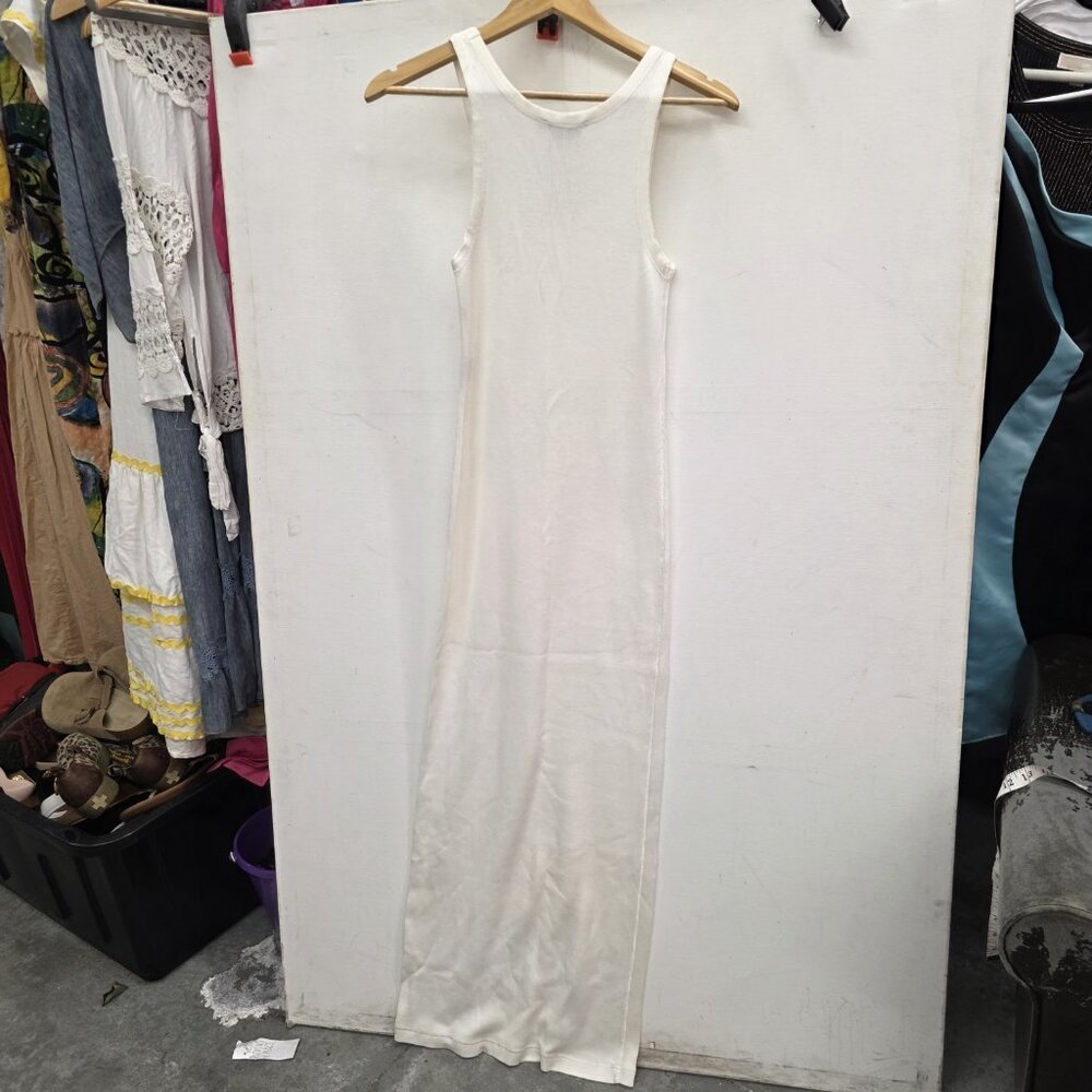 Ralph Lauren Ivory Ribbed Scoop Neck Tank Maxi Dress Size Medium NWT - Picture 2 of 9
